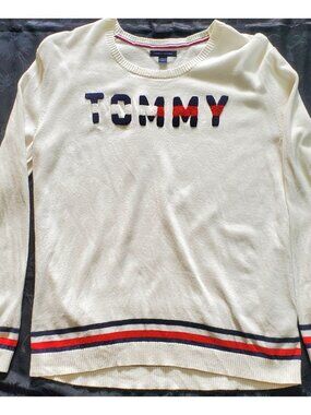 Tommy Hilfiger Varsity Sweater Women's Size Medium Long Sleeve Sweater Spell Out